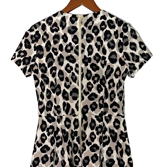 Eliza J Leopard Print Short Sleeve Fit & Flare Mini Dress Size 4 Tan Black - Picture 4 of 11